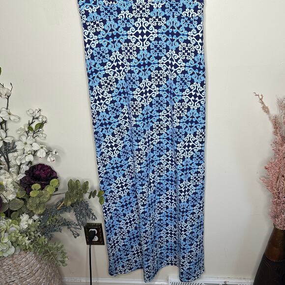 J. MCLAUGHLIN Catalina Cloth Brandisi Blue Ornate Scroll Maxi Dress Sz S {3R45} - Picture 3 of 8